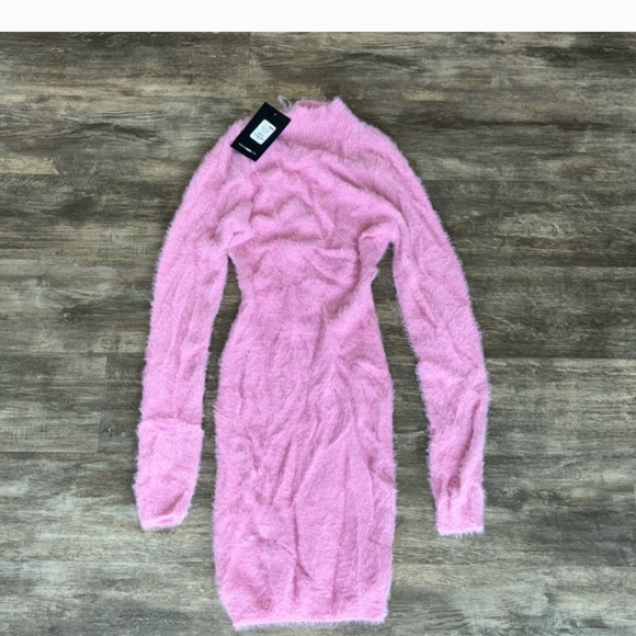 Fashion Nova Pink Fuzzy Midi Dress - Picture 8 of 8